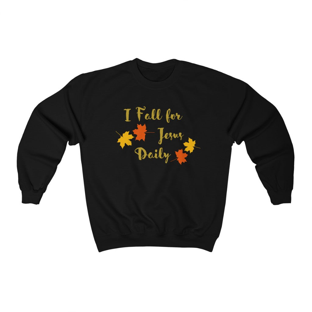 I Fall for Jesus Daily Unisex Heavy Blend Crewneck Sweatshirt