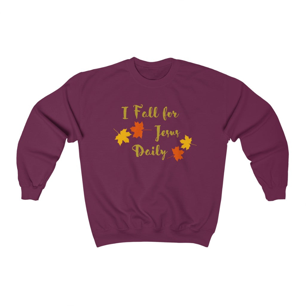 I Fall for Jesus Daily Unisex Heavy Blend Crewneck Sweatshirt