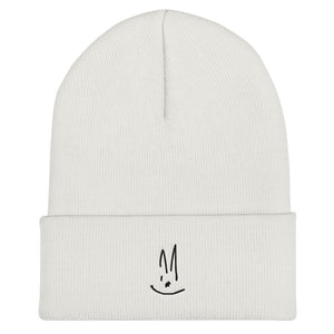 Bunny White Cuffed Beanie