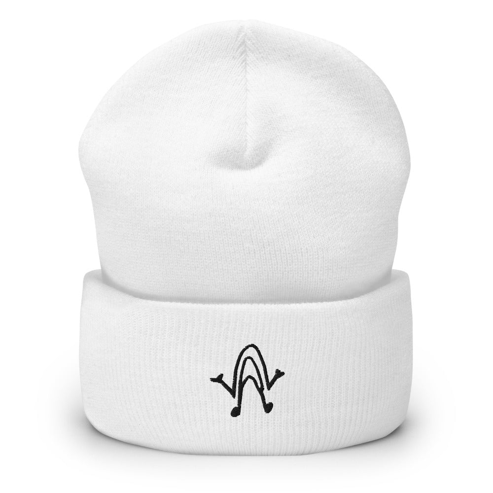 Almond w/ Arms and Legs White Cuffed Beanie