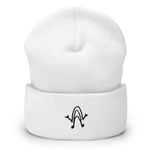 Almond w/ Arms and Legs White Cuffed Beanie